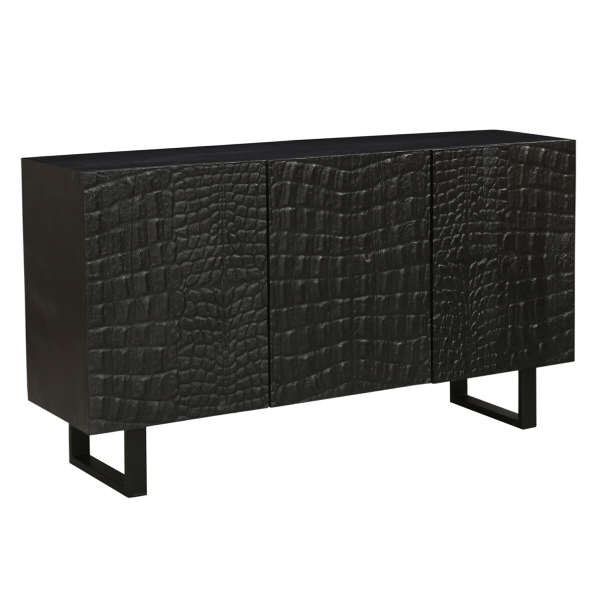 Sideboard Adriaen 142 cm – Zwart, gestructureerd front