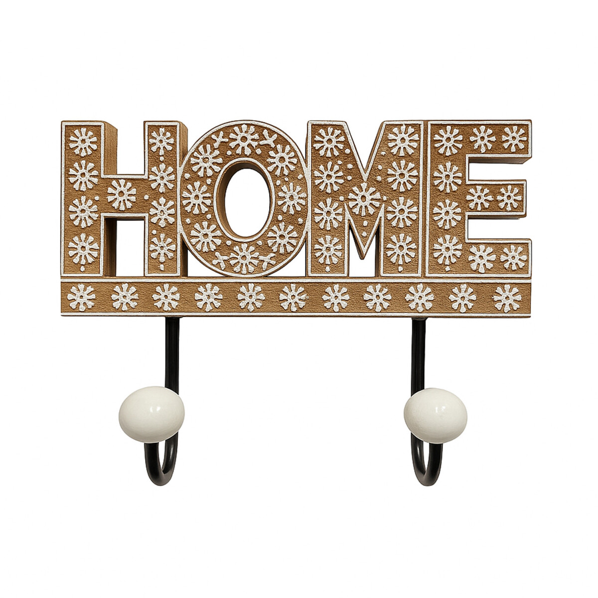 Wandhaak HOME van hout en keramische kno box