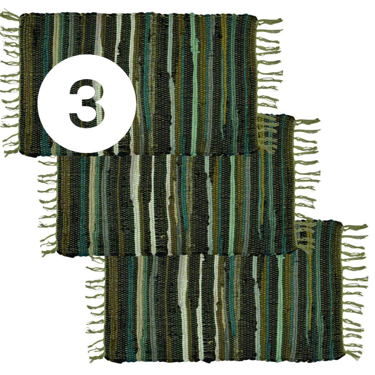 Set van 3 Callum groene vloerkleden 90&t box