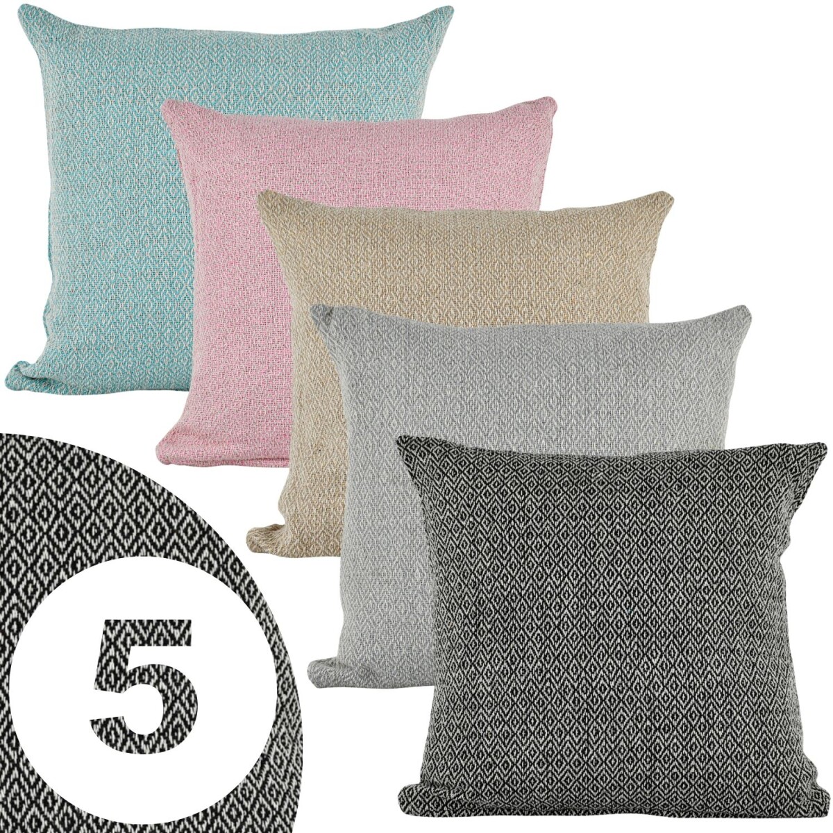 Set van 5 kussenslopen Calix, bont, 40 cm, van katoen | Boho