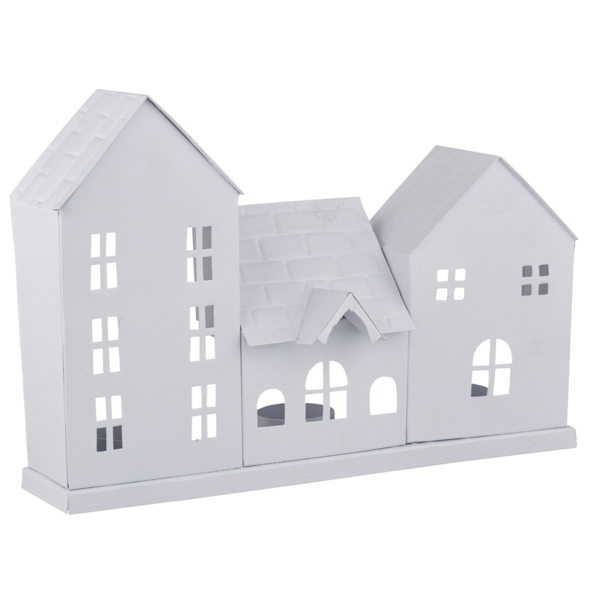 Rij huizen theelichthouder Calibri wit B box