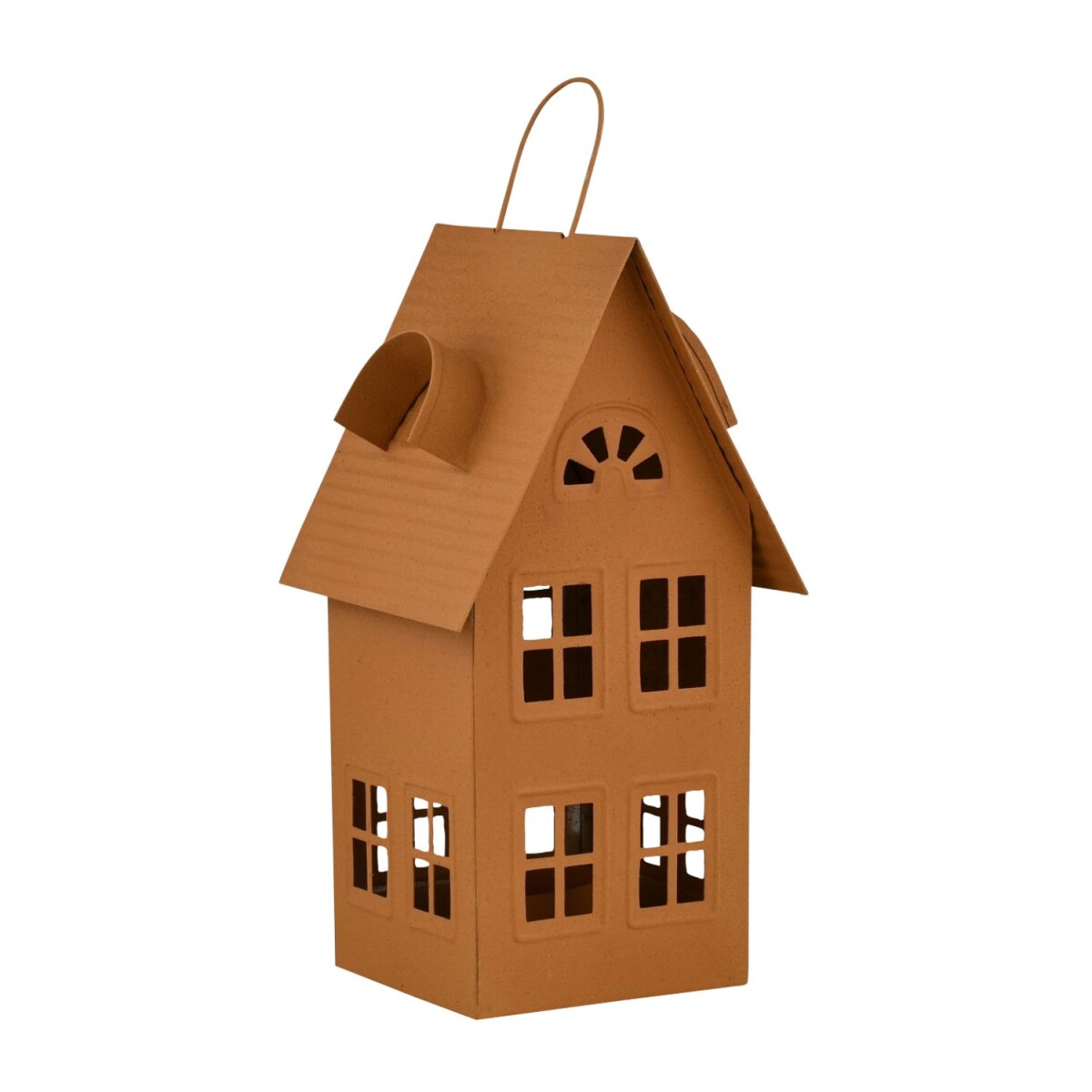 Rij huizen theelichthouder Calibri roest box