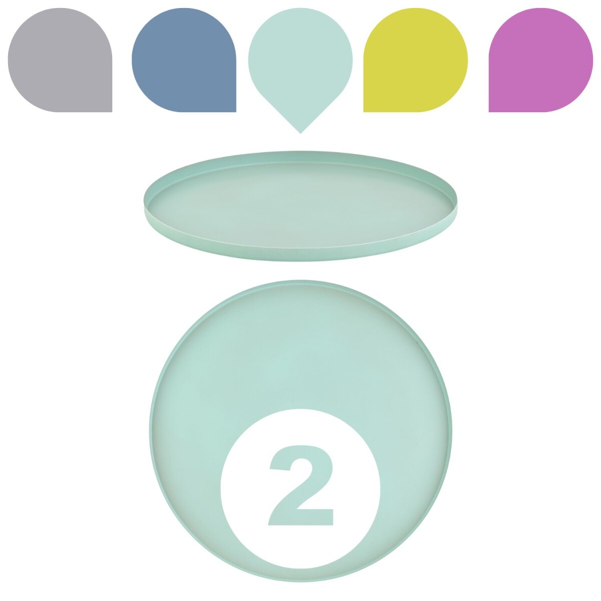 Set van 2 Callie turquoise ronde dienbladen van 25 cm |...