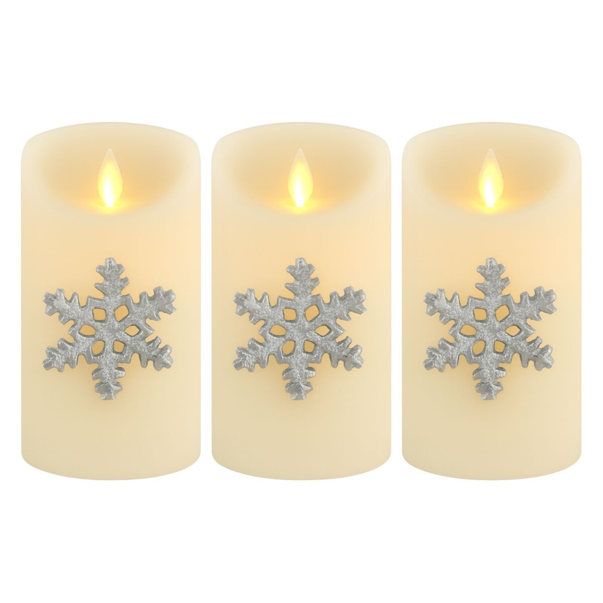 Set van 3 kaarsenhouders Caloge, hoogte 6 cm, zilver | Boho-