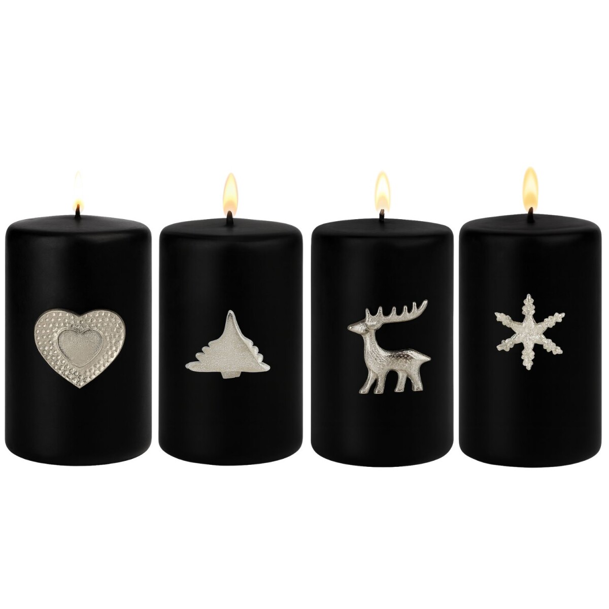 Set van 4 kaarsenhouders Caloge ABCD 6 cm zilver | Boho Vint