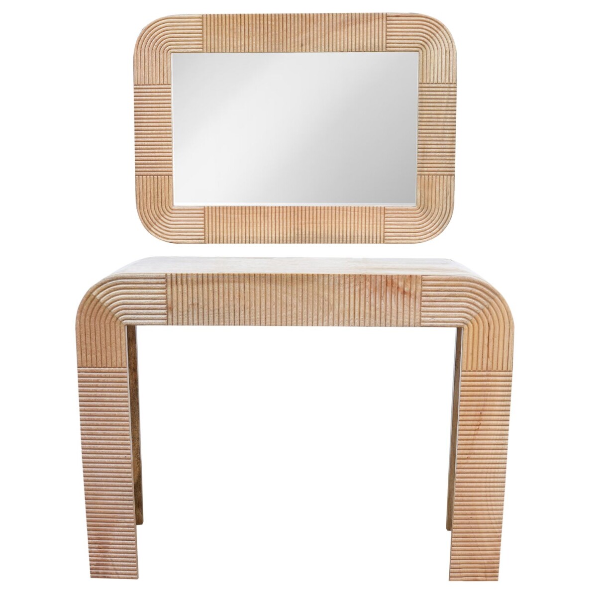 Console & spiegel Cailin | Set van mangohout, modern nat