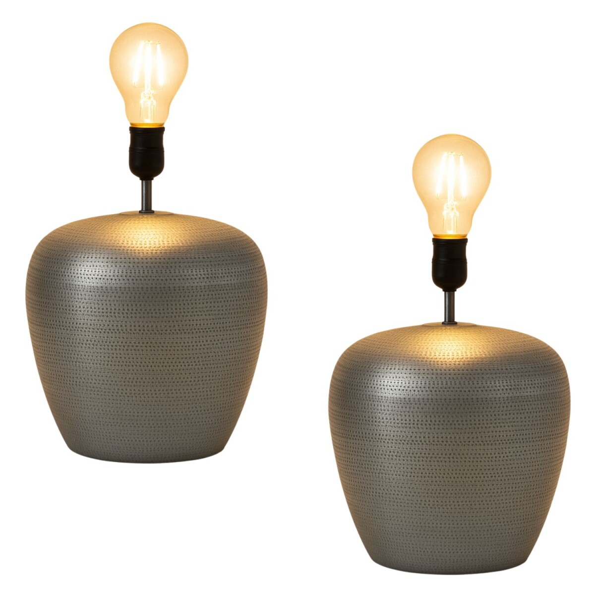 Set van 2 Camden-tafellampvoeten, zilver, 39 cm, boho-lampvo