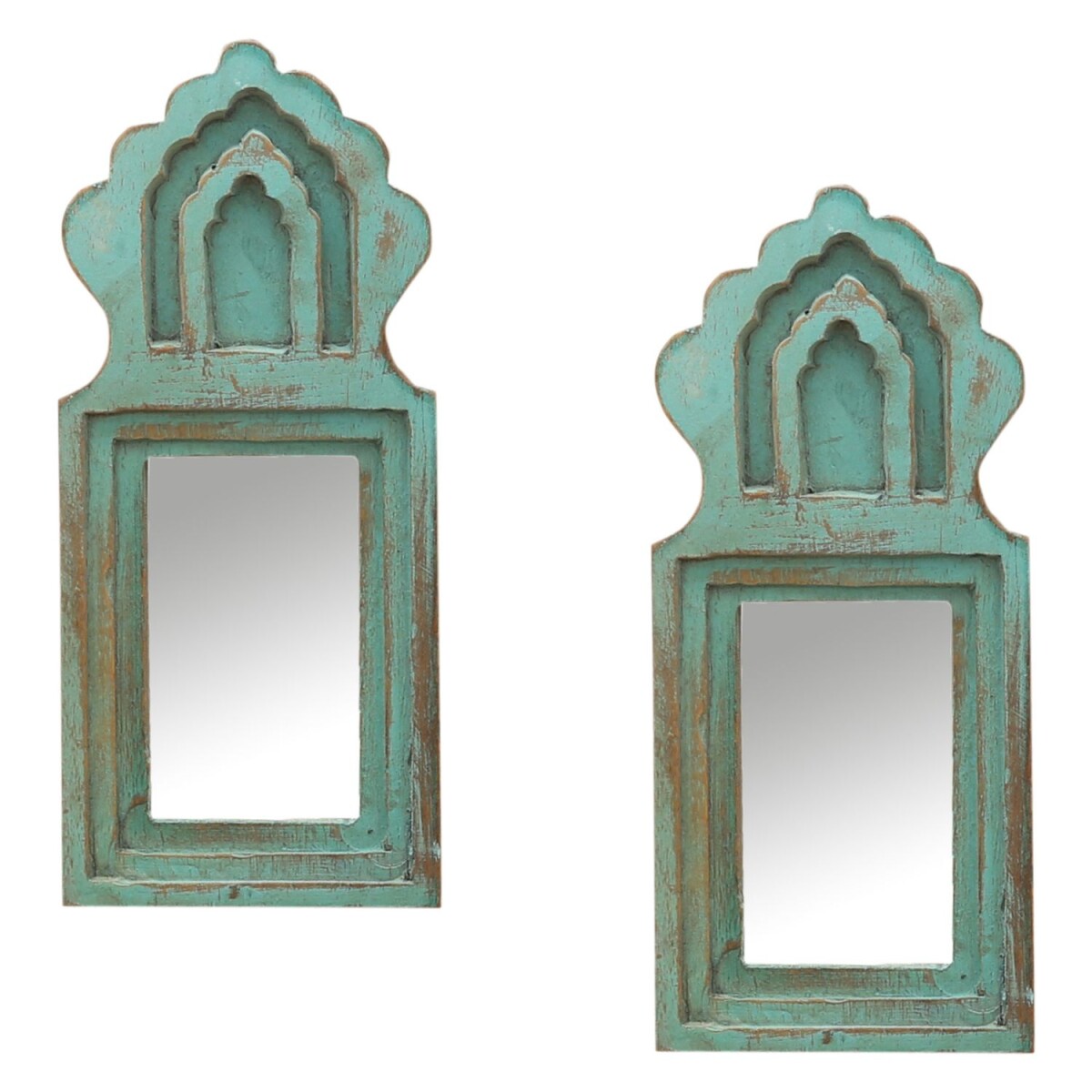 Set van 2 wandspiegels Mukana Turkoois H box