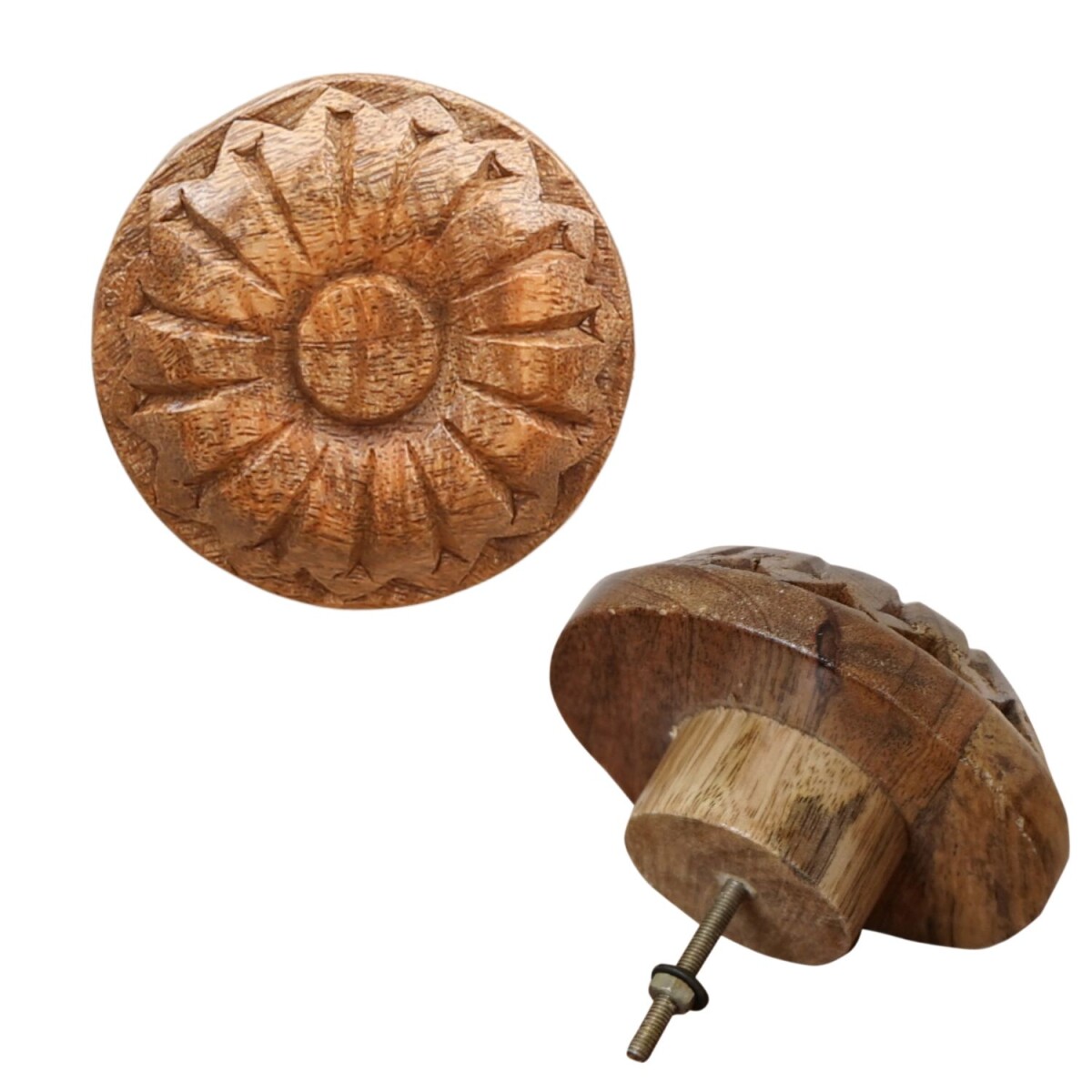 Boho-meubelgreep Admir, 9 cm, van hout, rond, met de hand ge