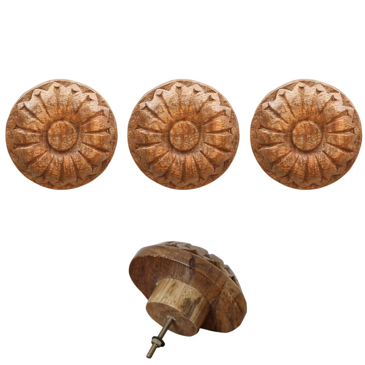 Boho-meubelgrepen Admir, set van 3, rond box