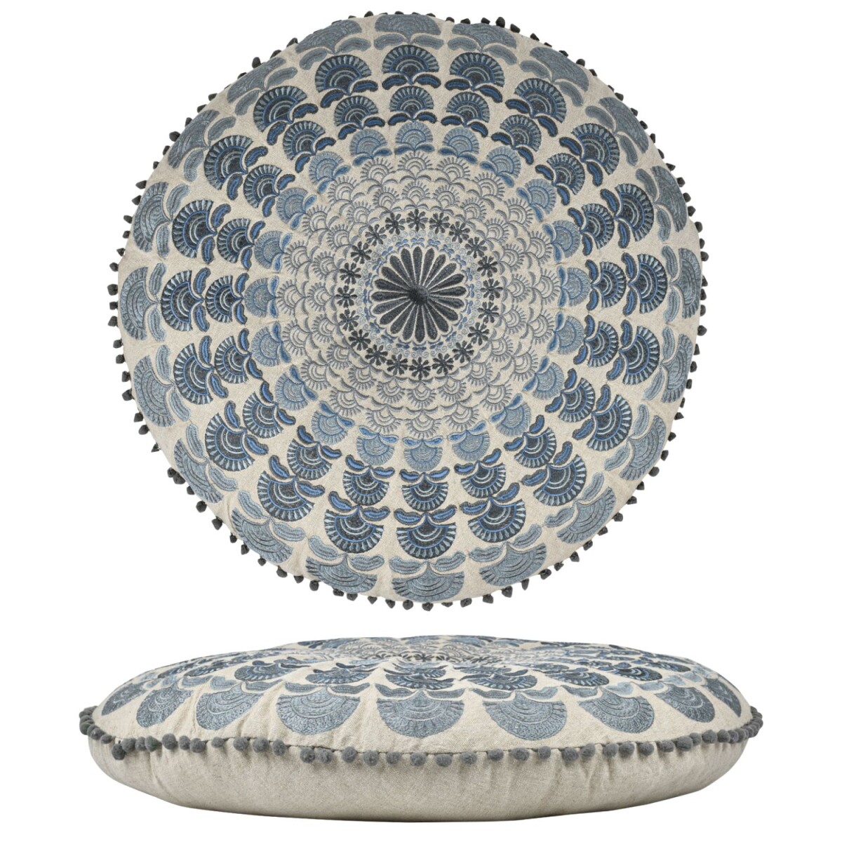 Vloerkussen Garet Blauw rond 60x15 cm |  box