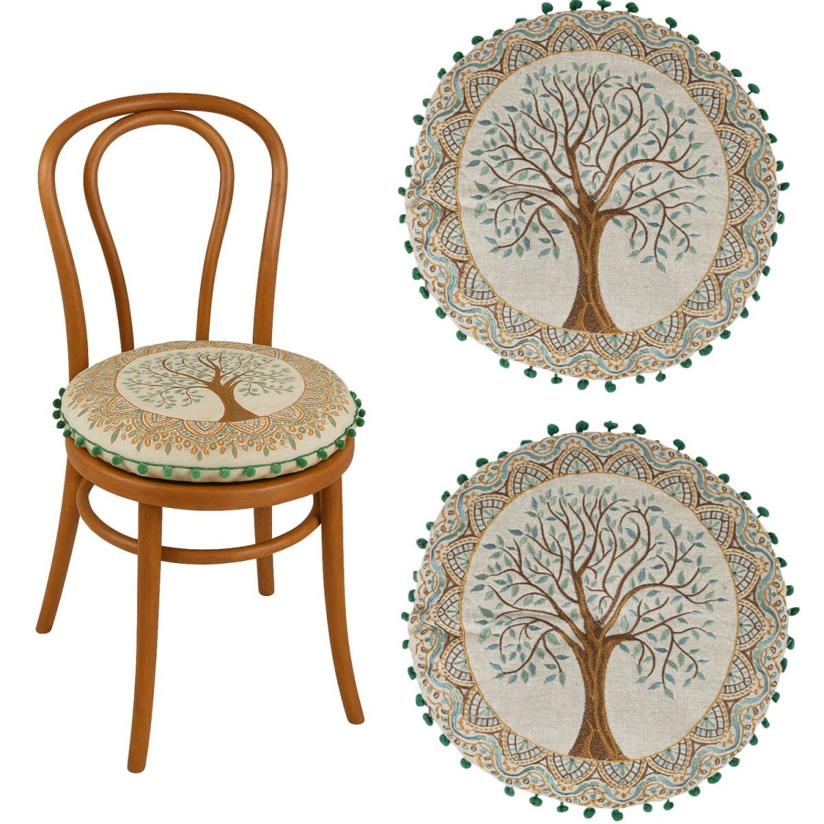 Set van 2 ronde stoelkussens Guansha Bru box
