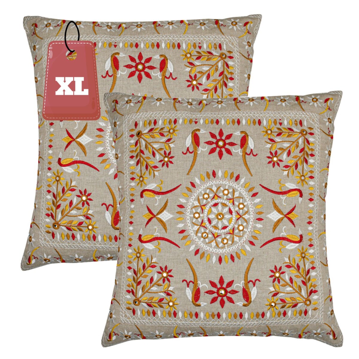 Set van 2 kussenslopen, handgemaakt, Lodge, rood, 50x50 cm |