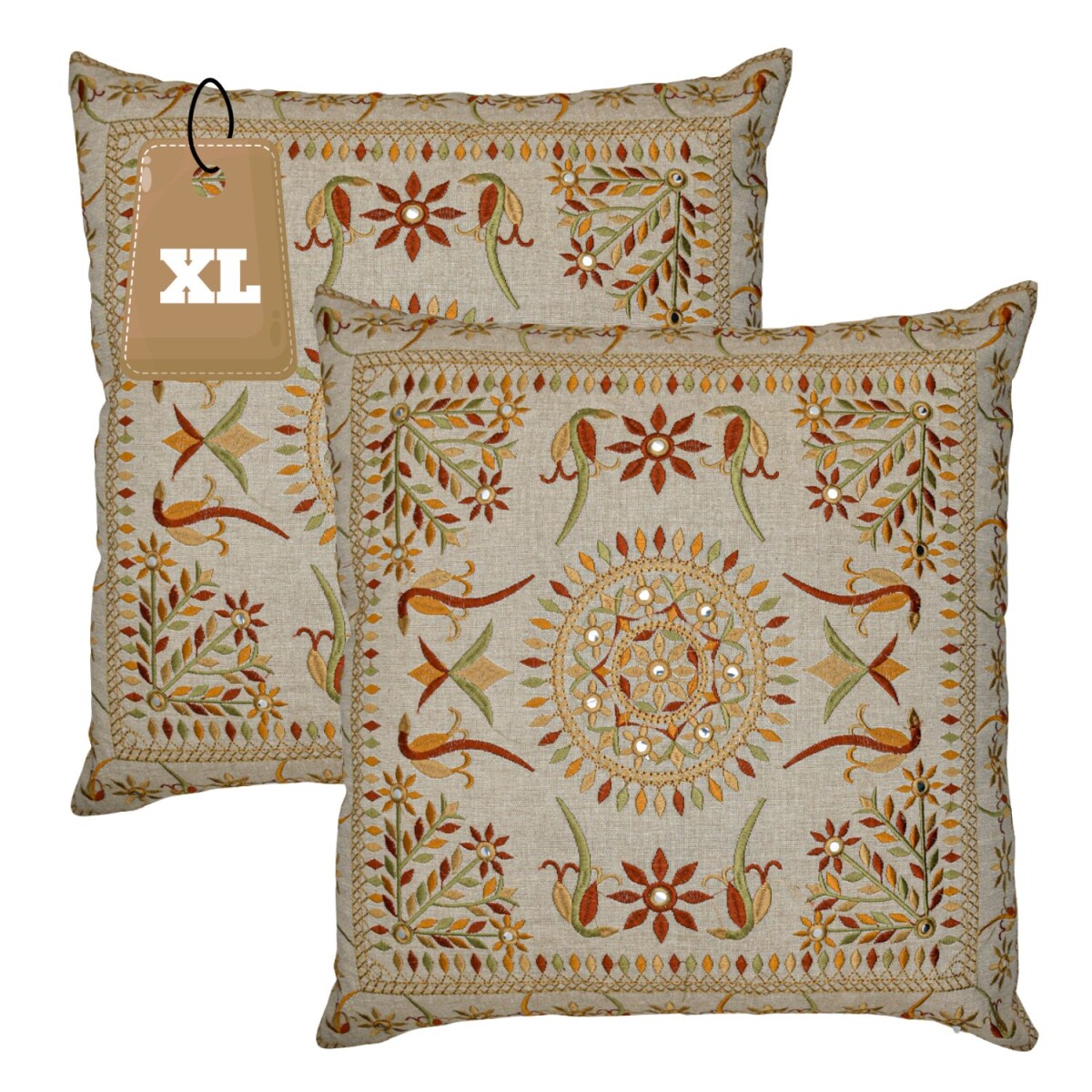 Set van 2 kussenslopen, handgemaakt, Lodge, bruin, 50x50 cm 