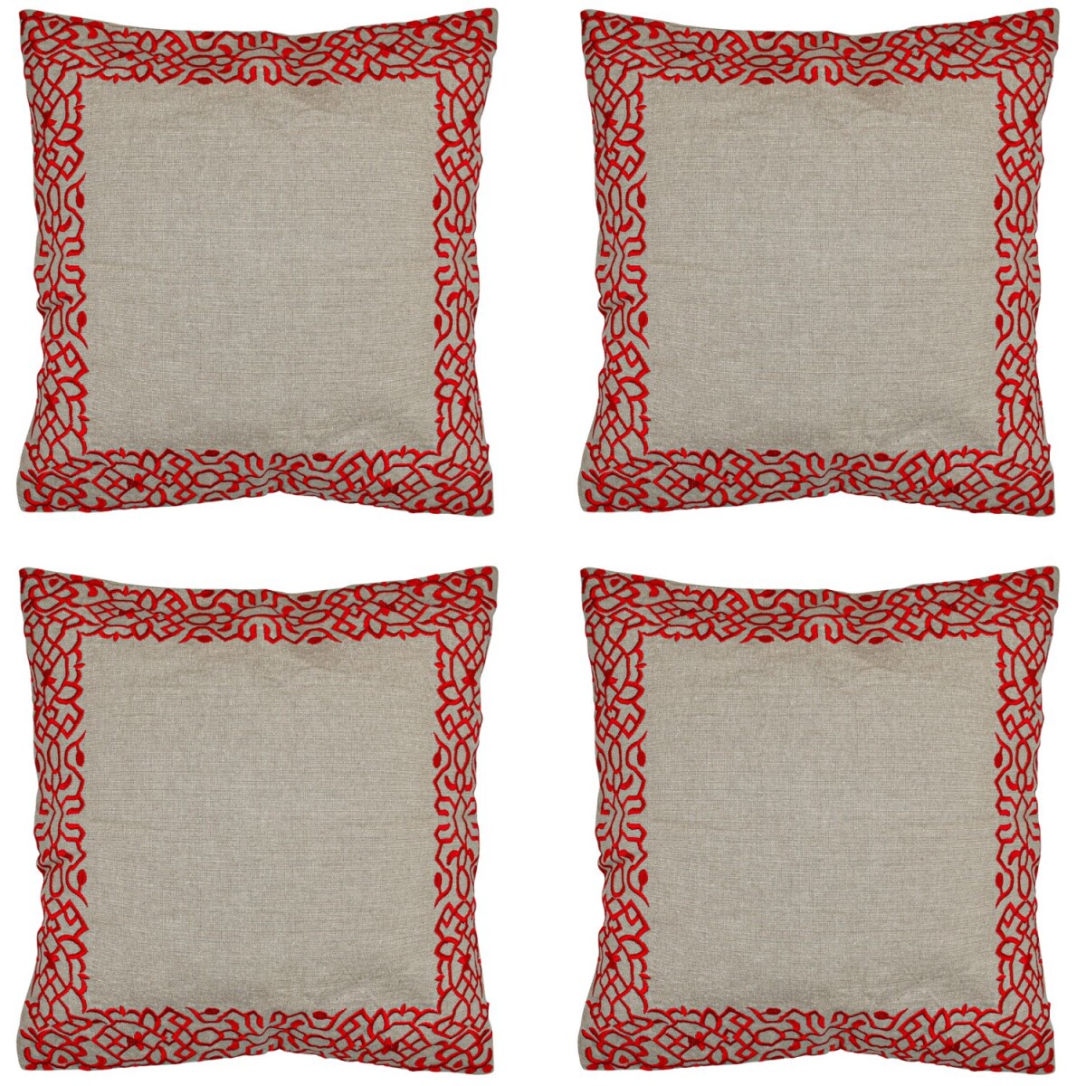 Set van 4 kussenslopen, handgemaakt, Frisia rood, 40x40 cm |