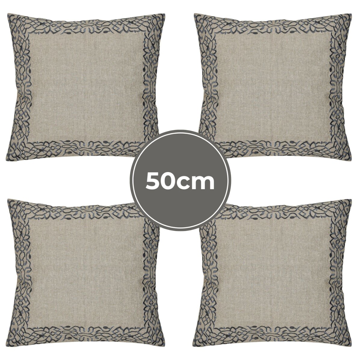 Set van 4 kussenslopen, handgemaakt, Frisia grijs, 50x50 cm 