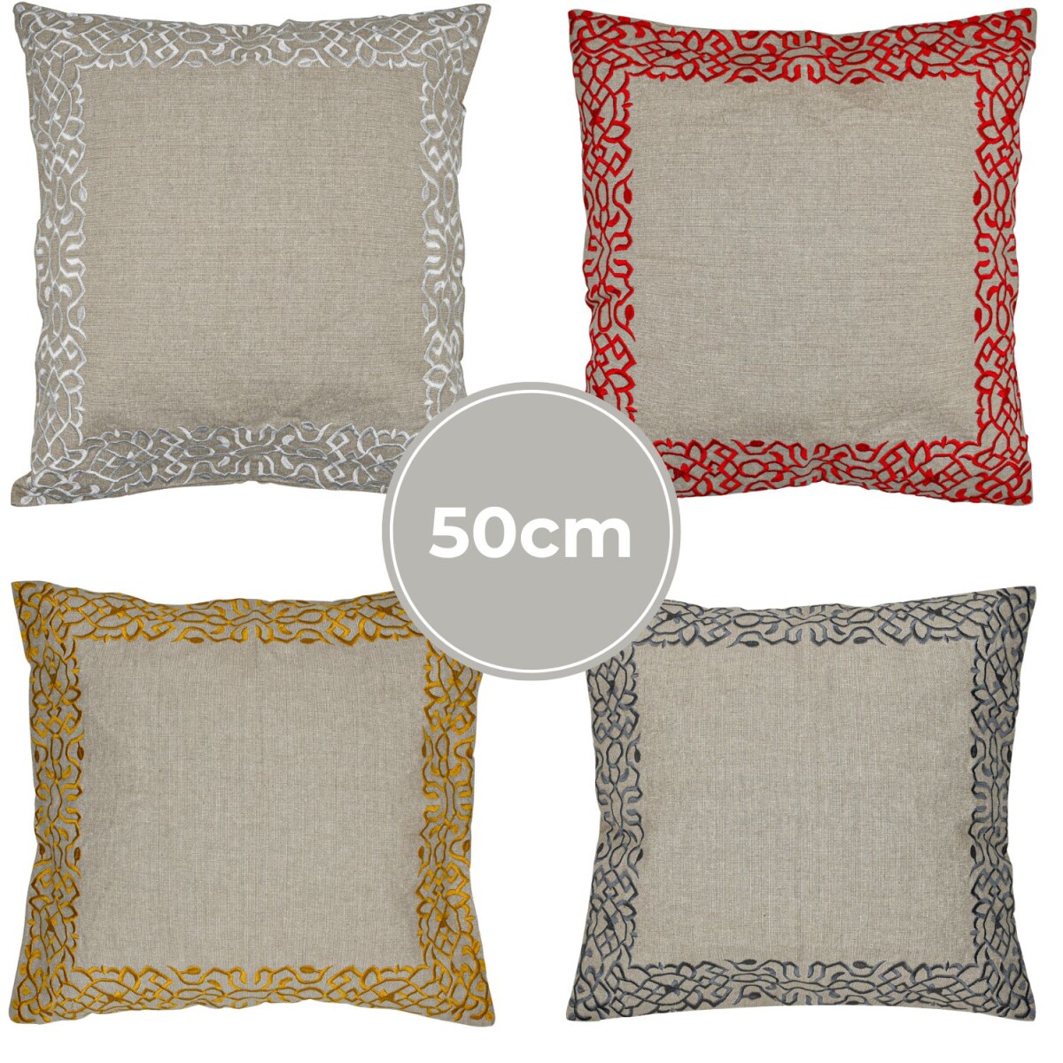 Set van 4 kussenslopen, handgemaakt, Frisia, veelkleurig, 50