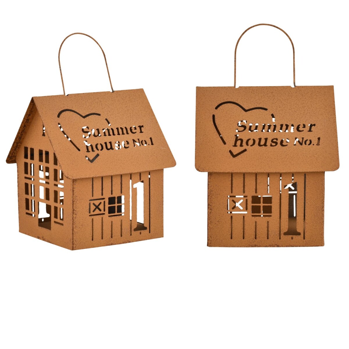 Set van 2 huisjes in rij, theelichthoude box