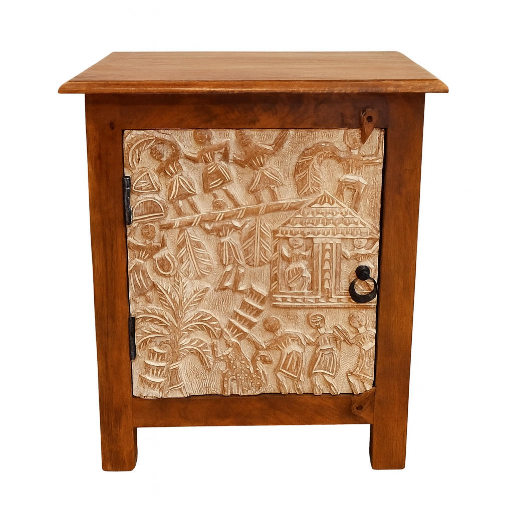 Nachtkastje Faten 60 cm | Massief hout m box