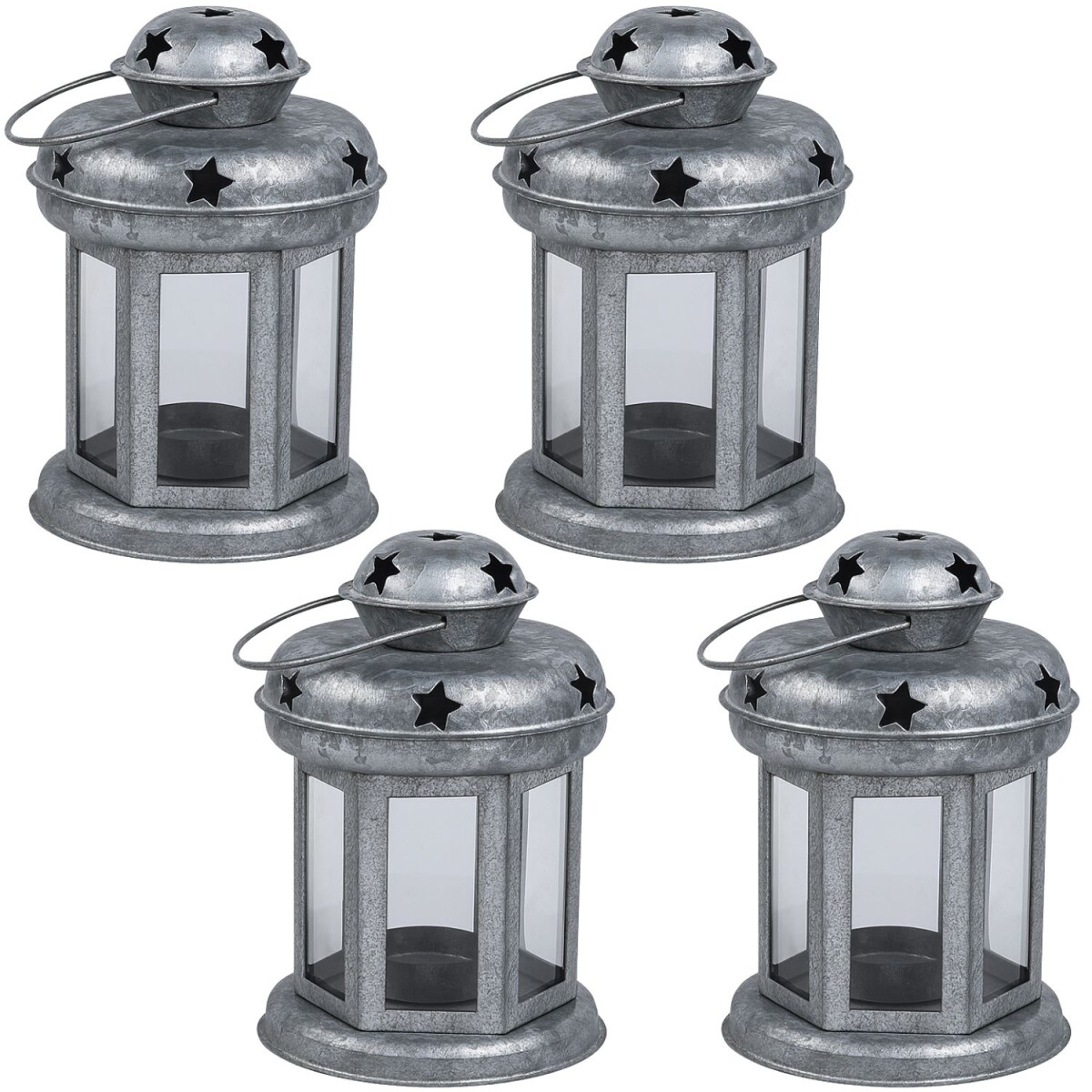 Set van 4 Eolea-lantaarns, gegalvaniseer box