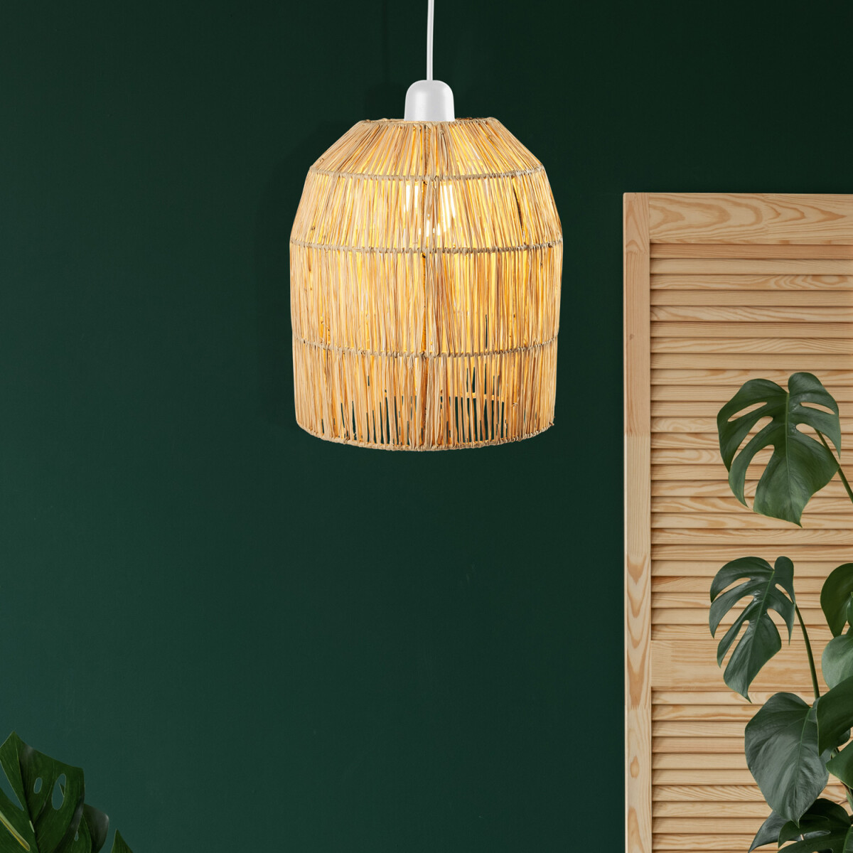 Boho hanglamp met lampenkap van raffia,  box
