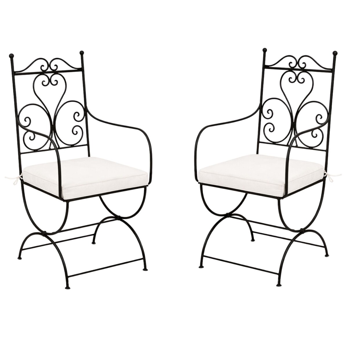 Set van 2 ijzeren stoelen, stoel Cuenca XL, handgemaakt, tui