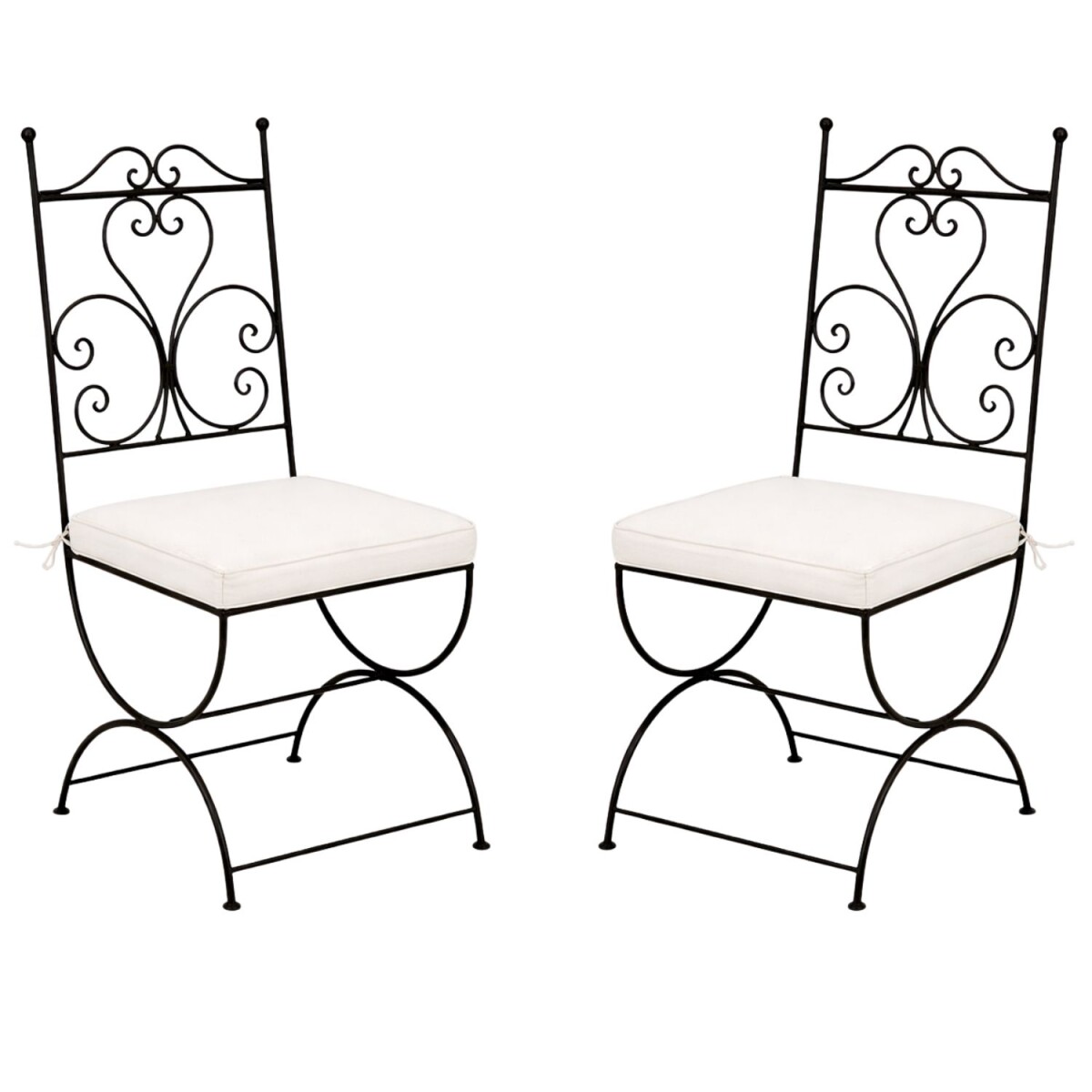 Set van 2 ijzeren stoelen, stoel Cuenca, handgemaakt, tuinst