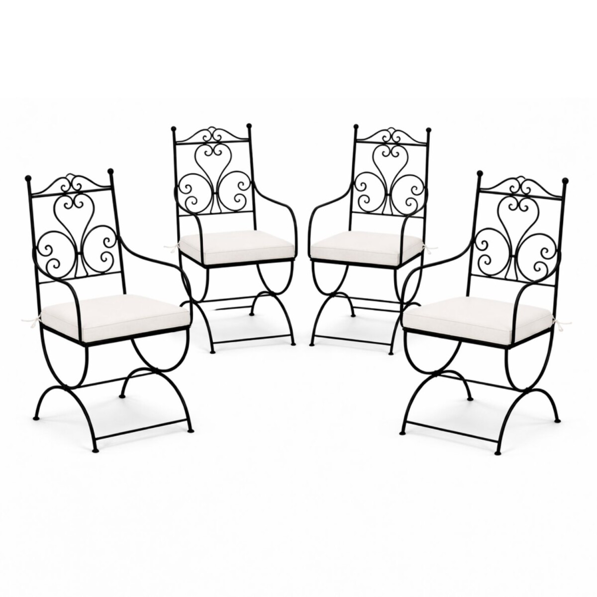 Set van 4 ijzeren stoelen, stoel Cuenca XL, handgemaakt, tui