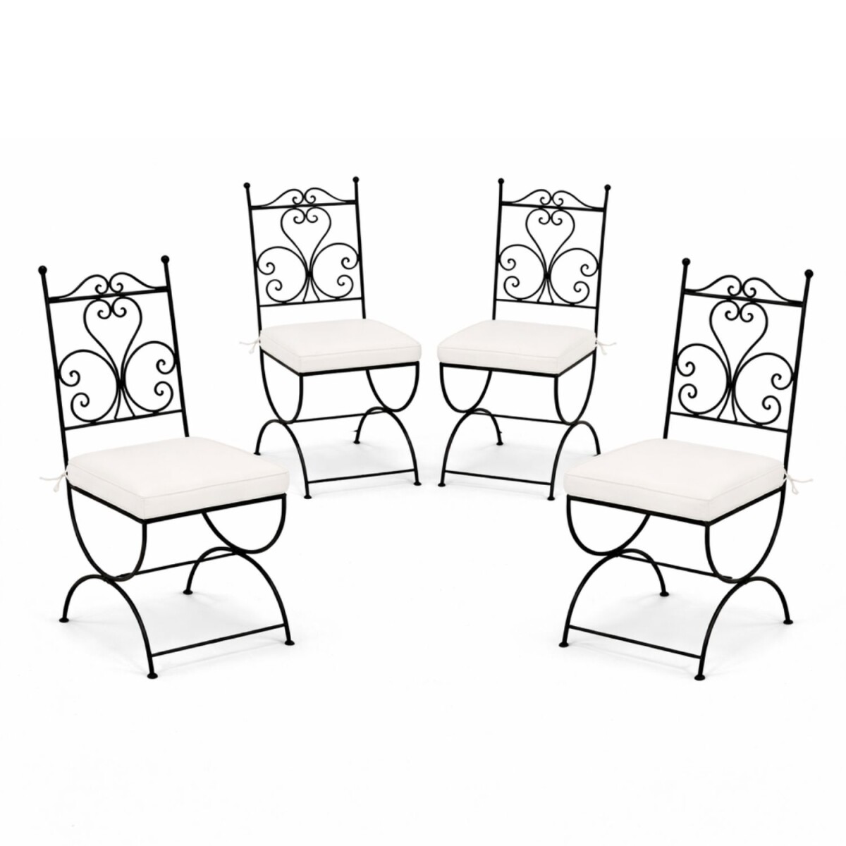 Set van 4 ijzeren stoelen, stoel Cuenca, handgemaakt, tuinst