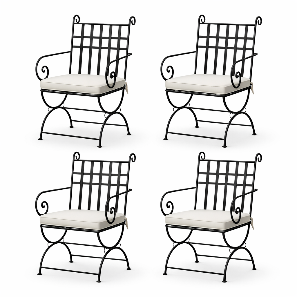 Set van 4 ijzeren stoelen Huesca XL, handgemaakte tuinstoele
