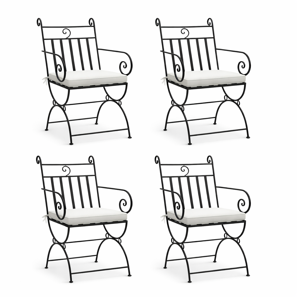 Set van 4 ijzeren stoelen Oviedo, handgemaakte tuinstoelen i
