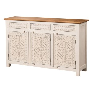 Manasha-dressoir van massief hout, met de hand gesneden,...