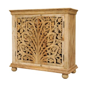 Saheera-ladekast van massief hout, met de hand gesneden,...