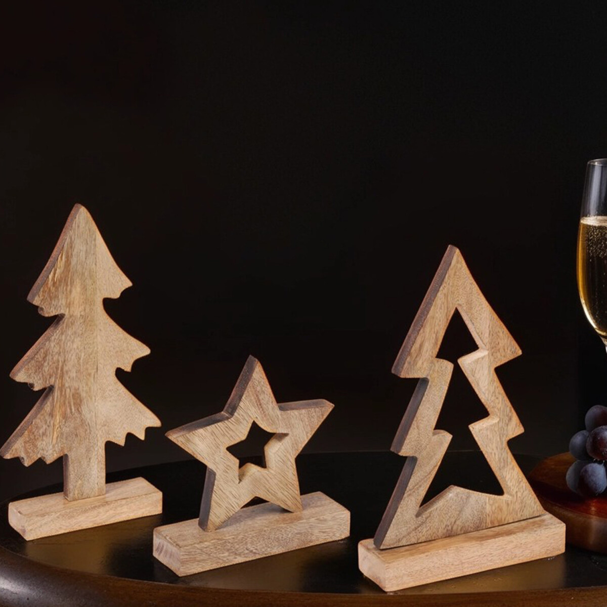 Set van 3 houten kerstversieringen voor  box