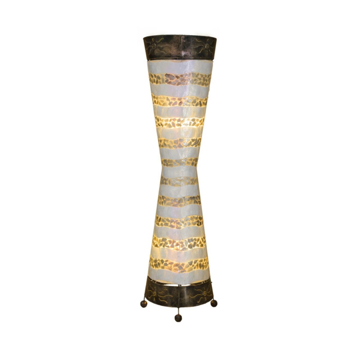 Staande lamp Leandro 100 cm, Capiz-schelp, metaal, zonmotief