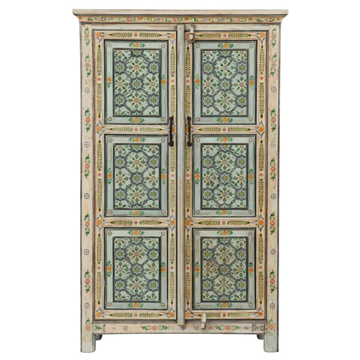 Highboard Reekha 150 cm, hout, boho-vintage, handgeschilderd