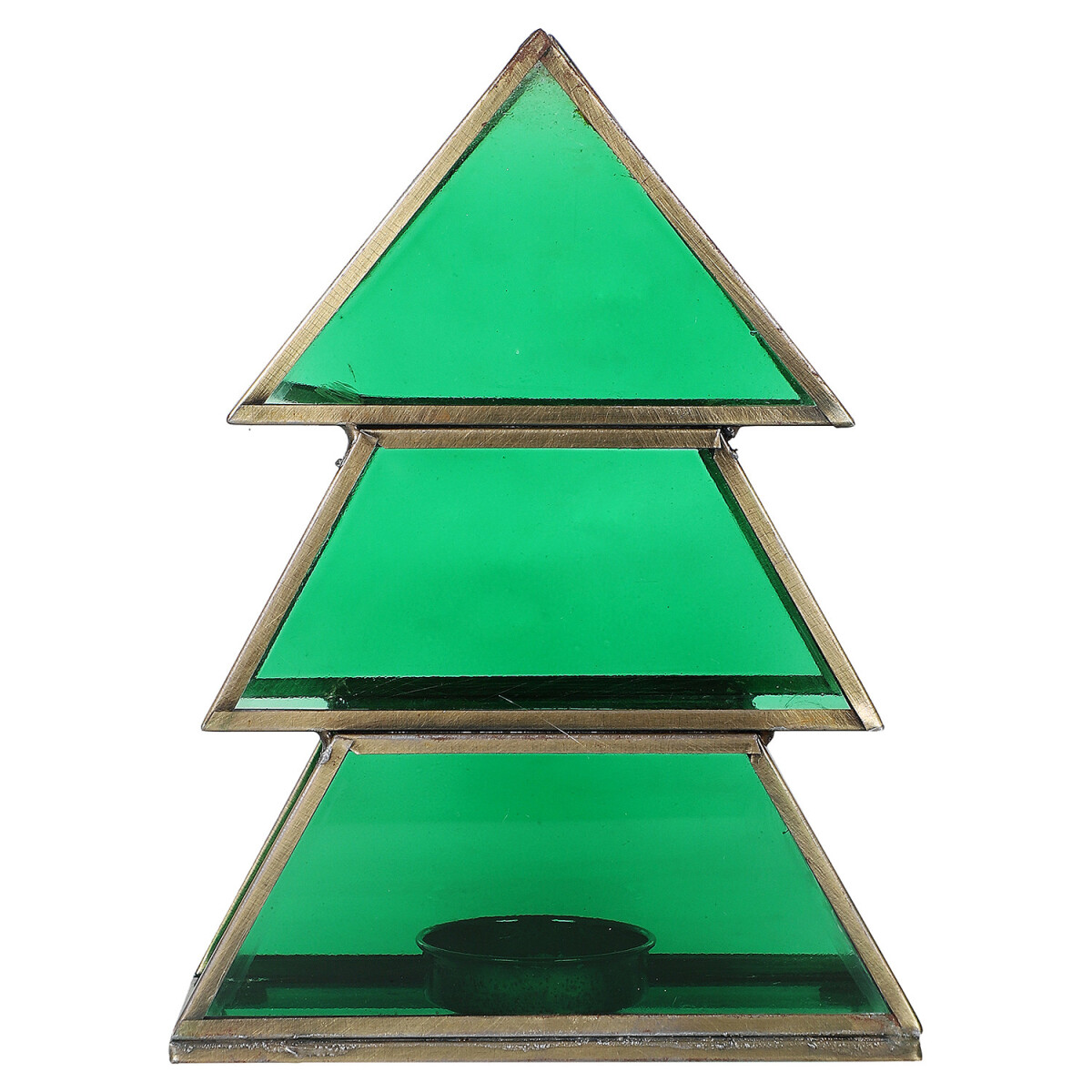 Theelichthouder in de vorm van een kerstboom, 17 cm, groen, 
