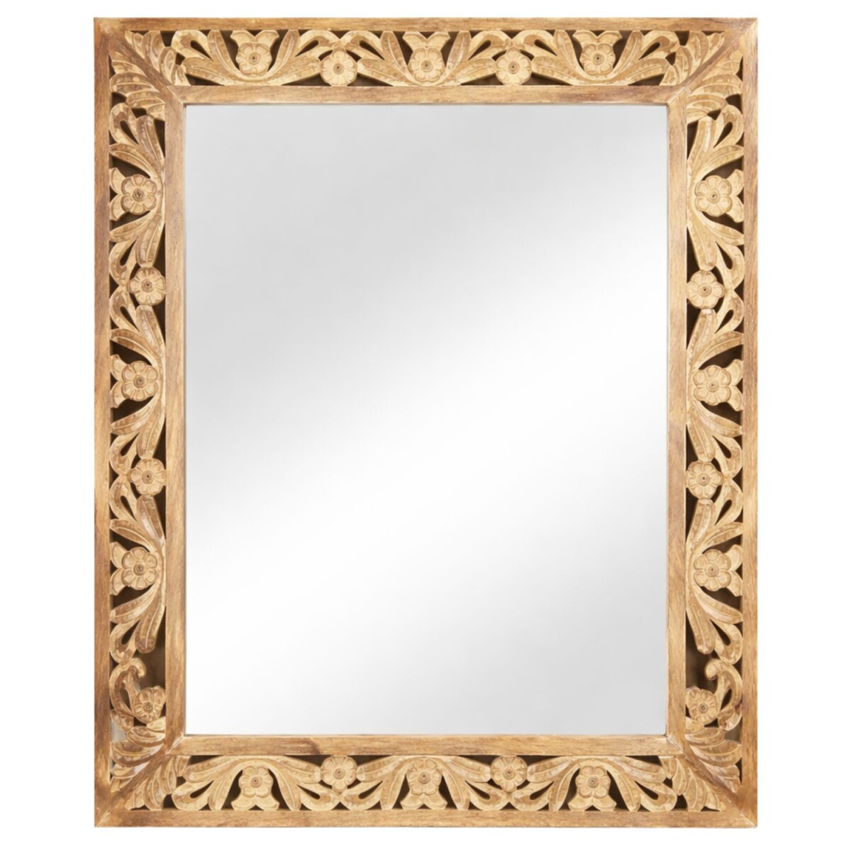 Wandspiegel Kirpal Natur, oosterse stijl, massief hout, 79 c