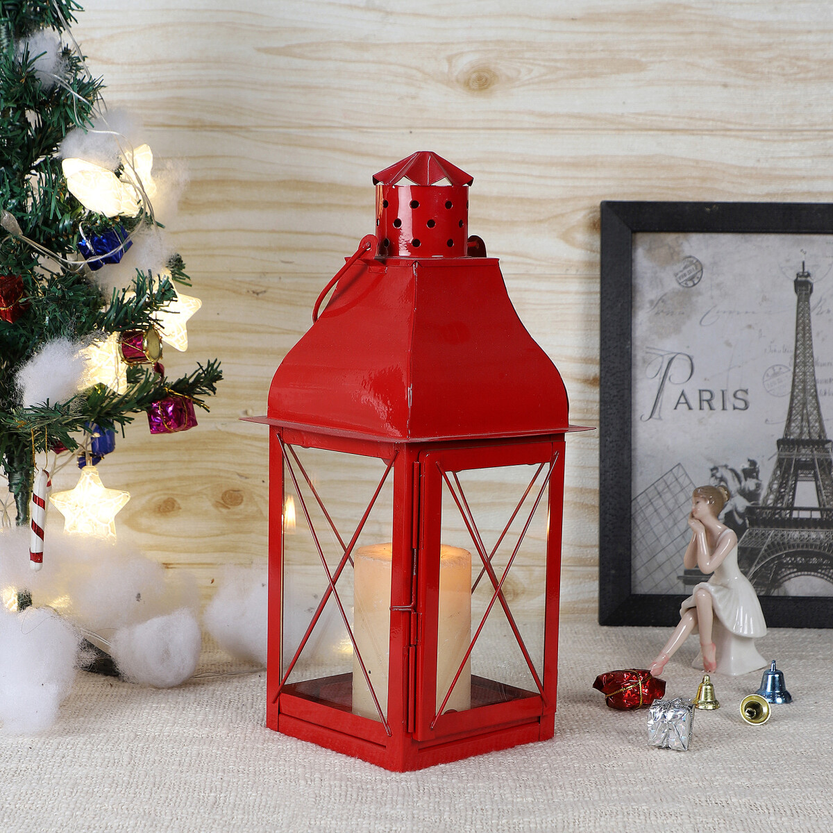 Lantaarn Visby, rood, 34 cm groot box