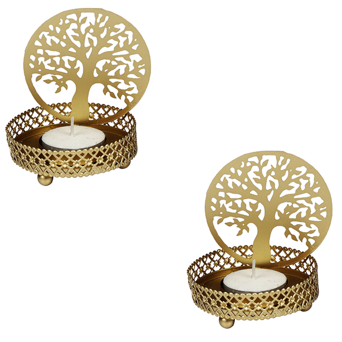 Set van 2 theelichthouders Dentro 8 cm,  box