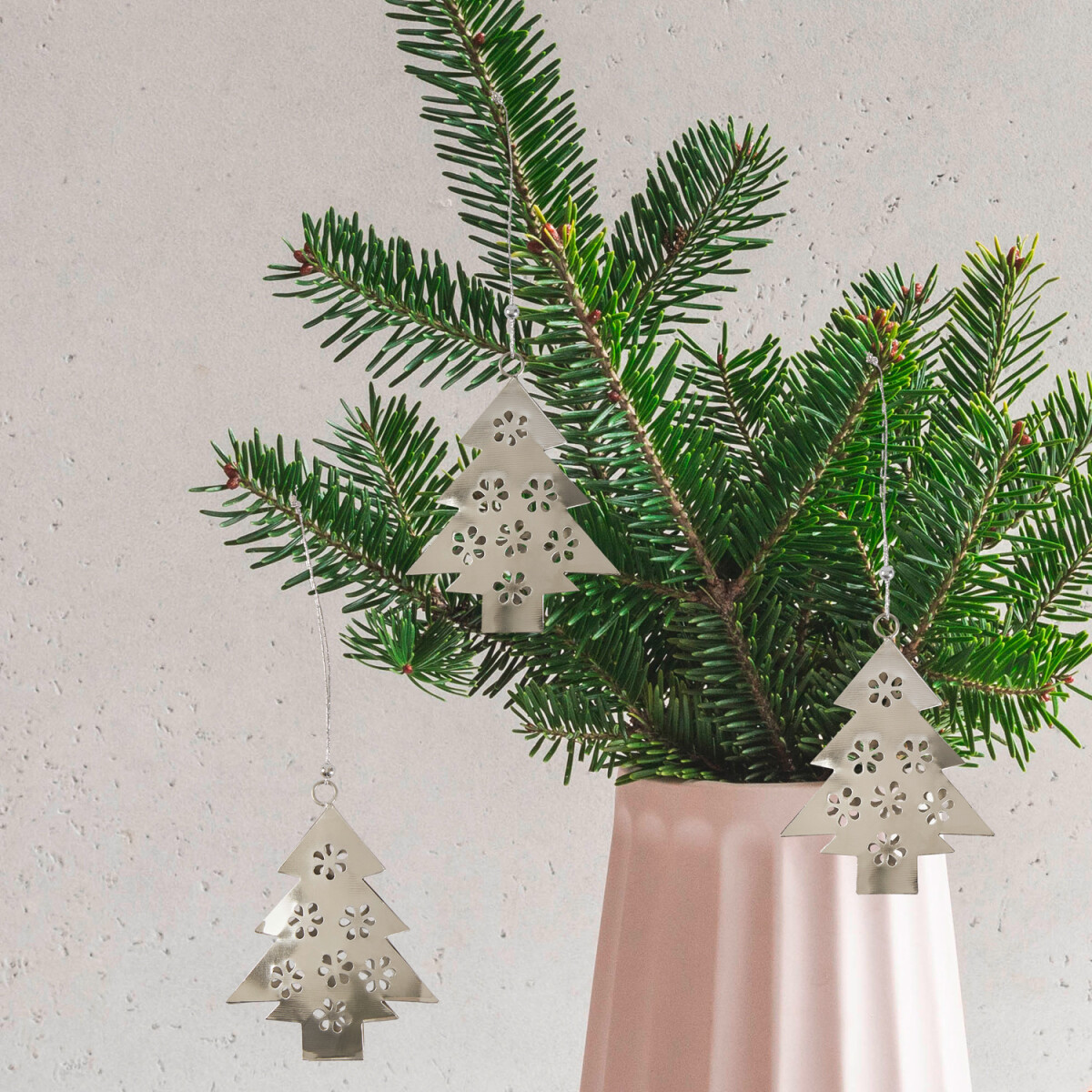 Set van 3 kersthangers, kerstversiering, kerstboom, zilver