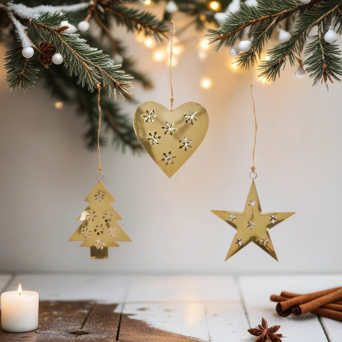 Set van 3 kersthangers, kerstversiering, box