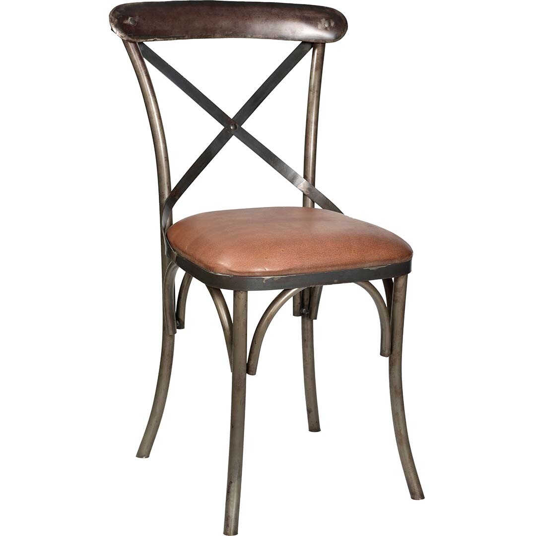 Bistrostoel met bruine lederen zitting
