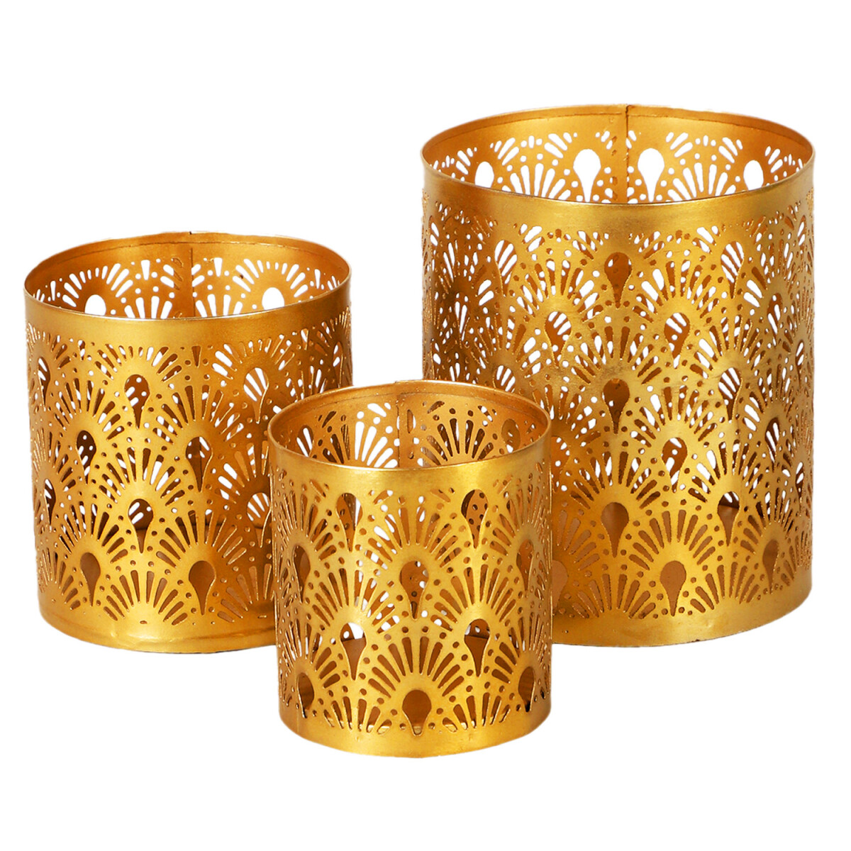 Set van 3 oosterse theelichthouders Zali box