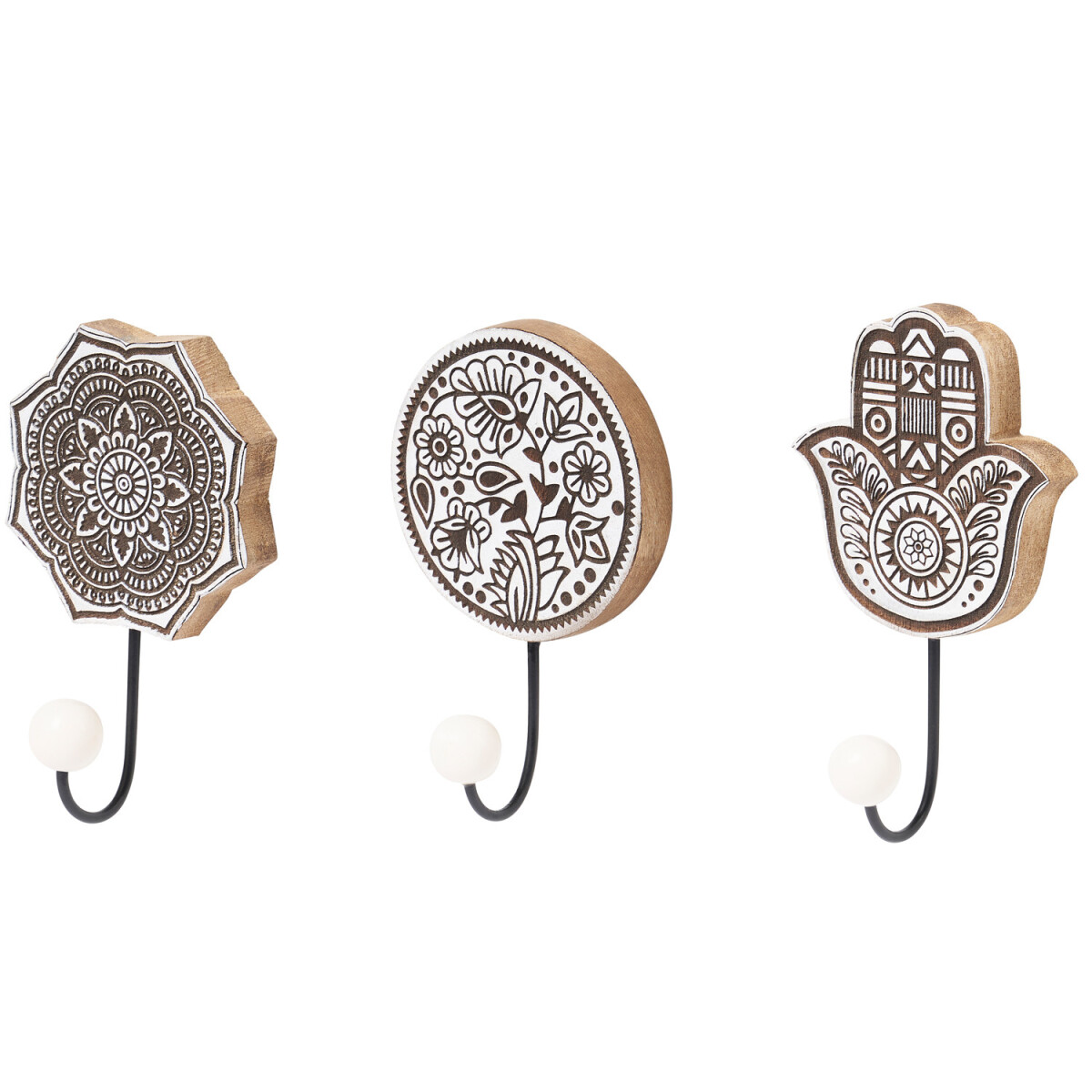 Set van 3 oosterse wandhaken met konijnenmotief