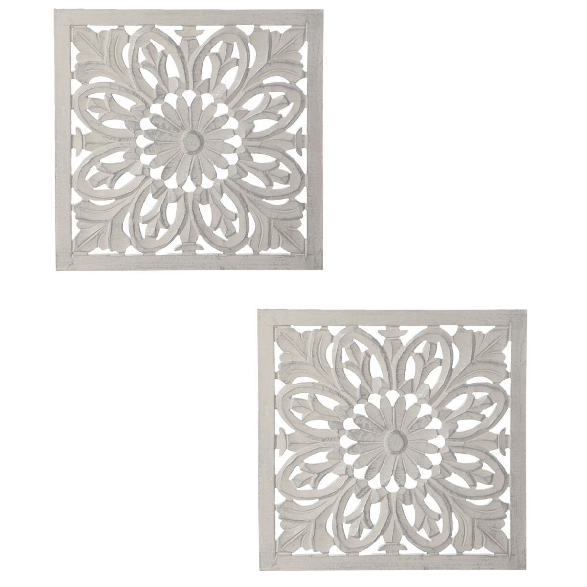 Set van 2 vintage wanddecoraties, houten box