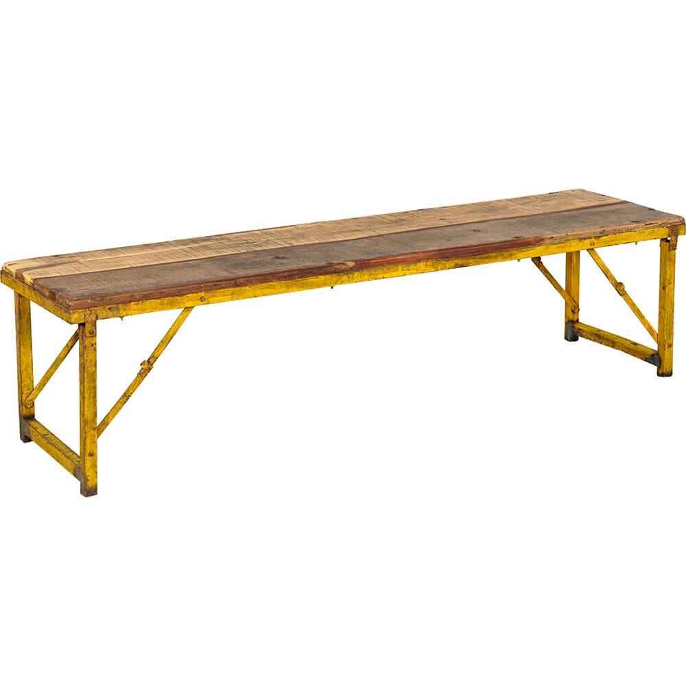 Jalgara-bank met geel ijzeren frame box