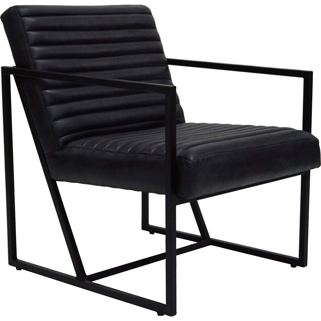Tender loungestoel van leer - zwart box