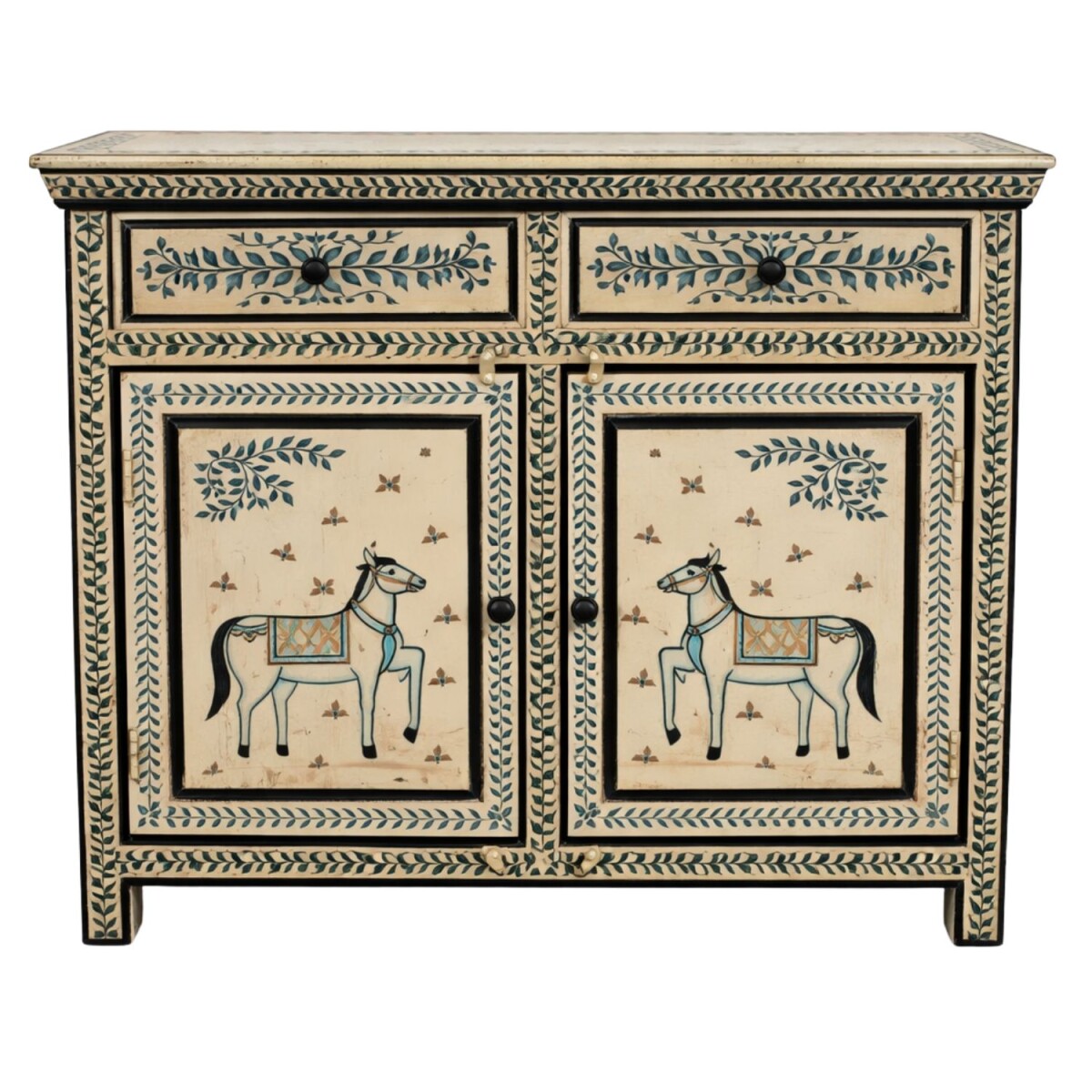Commode Hifal 90 cm, massief hout, boho- box
