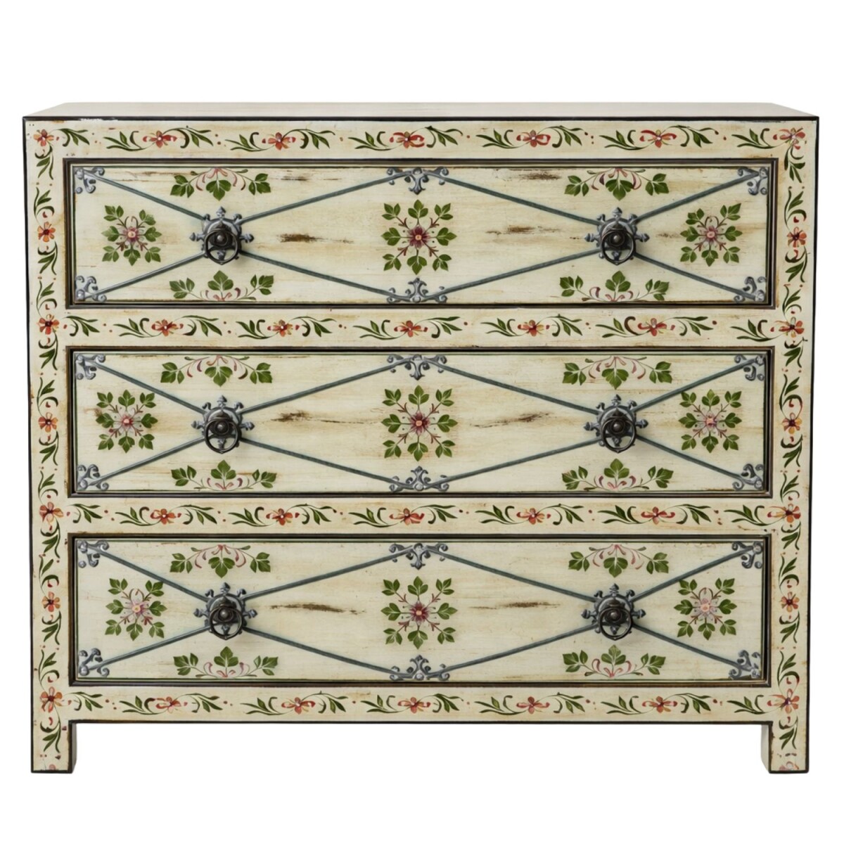 Commode Hikal 90 cm, massief hout, boho- box